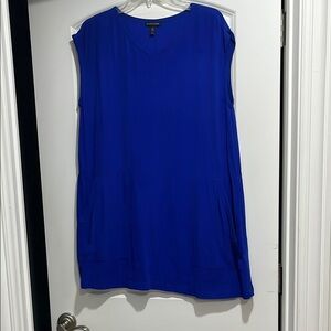 Eileen Fisher Silk Cobalt Blue Sleeveless Boxy Tunic